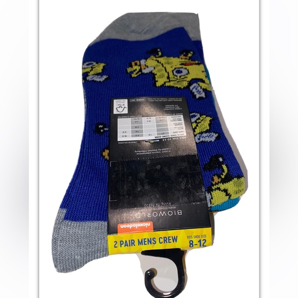 SpongeBob Crew Socks 2 Pair Men 8-12 Green Blue Nickelodeon Square Pants NEW! - Picture 3 of 12